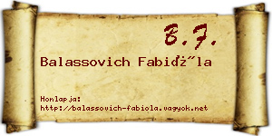 Balassovich Fabióla névjegykártya